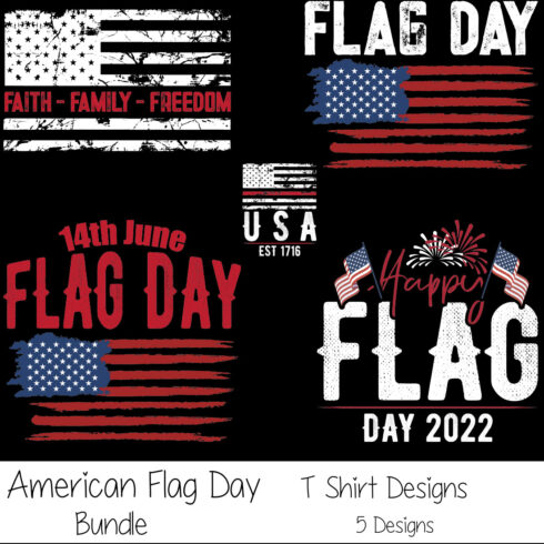 American Flag Day T-Shirt Designs Bundle main cover