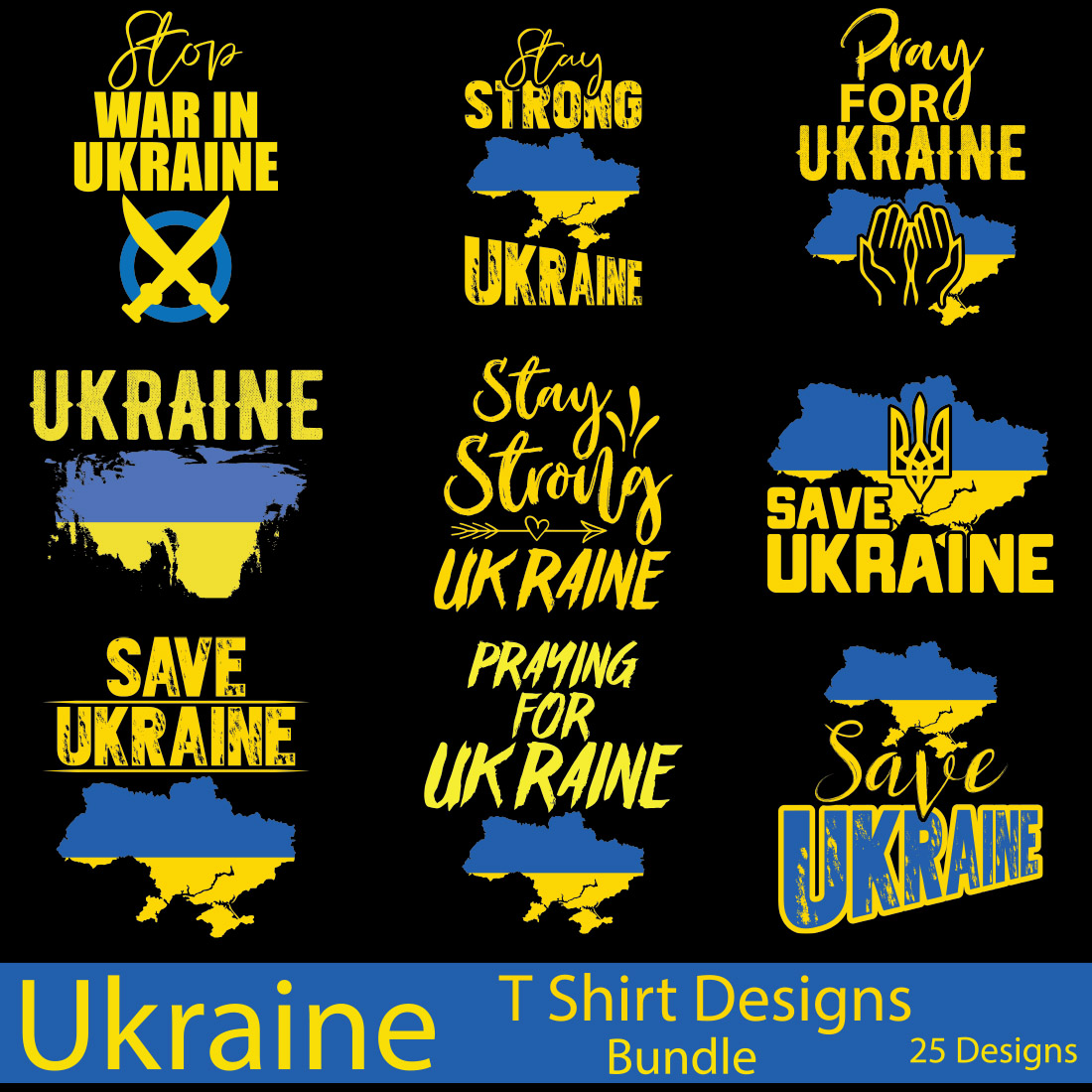 Ukraine T-Shirt Designs Bundle main cover image.