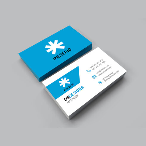 Simple Blue Business Card Design image preview.