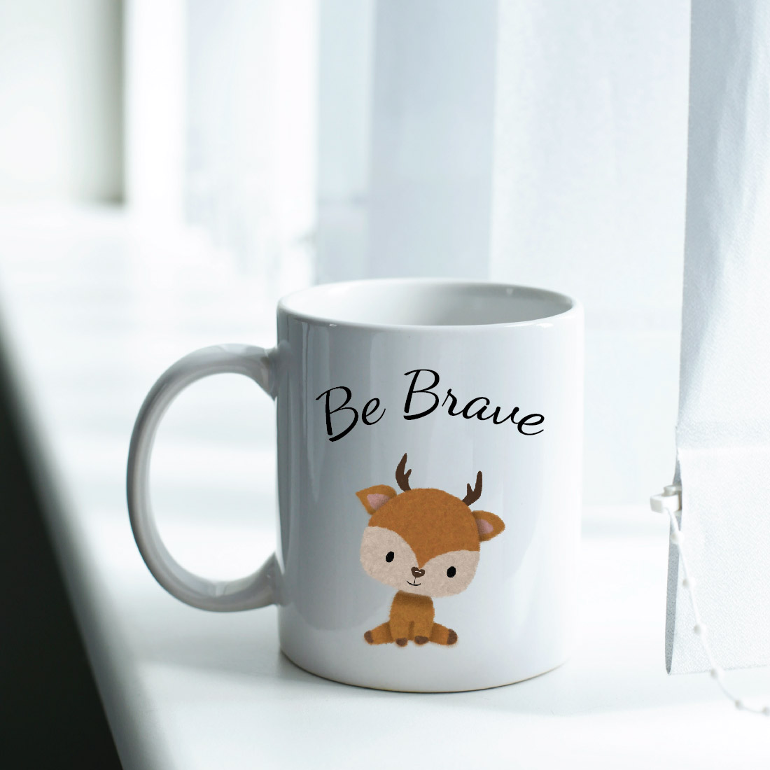 White mug with cute little deer.
