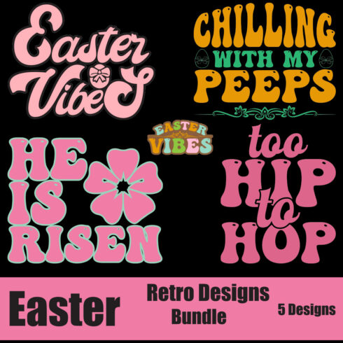 Easter Retro T-Shirt Designs Bundle main cover