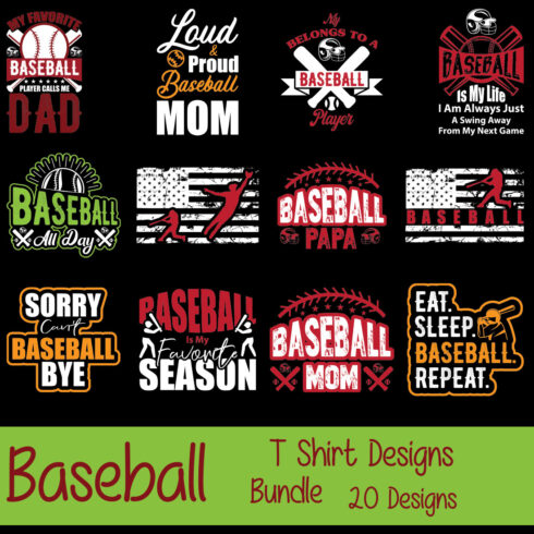 Baseball T-Shirt Designs Bundle main cover