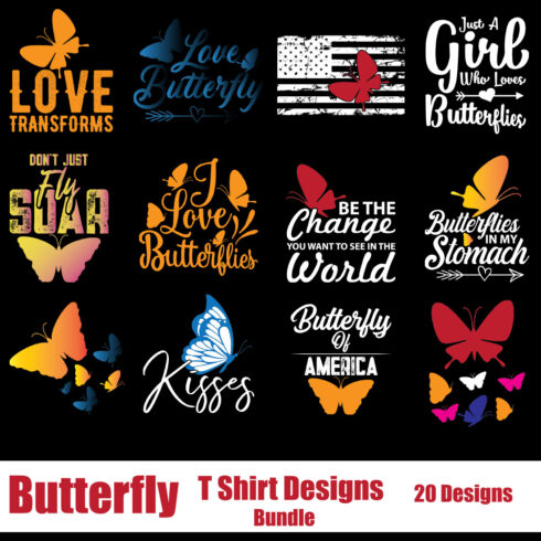 Butterfly T-Shirt Designs Bundle main cover