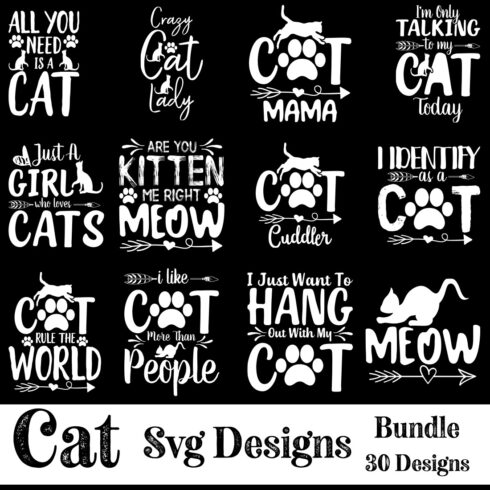 Cat SVG T-Shirt Designs Bundle main cover