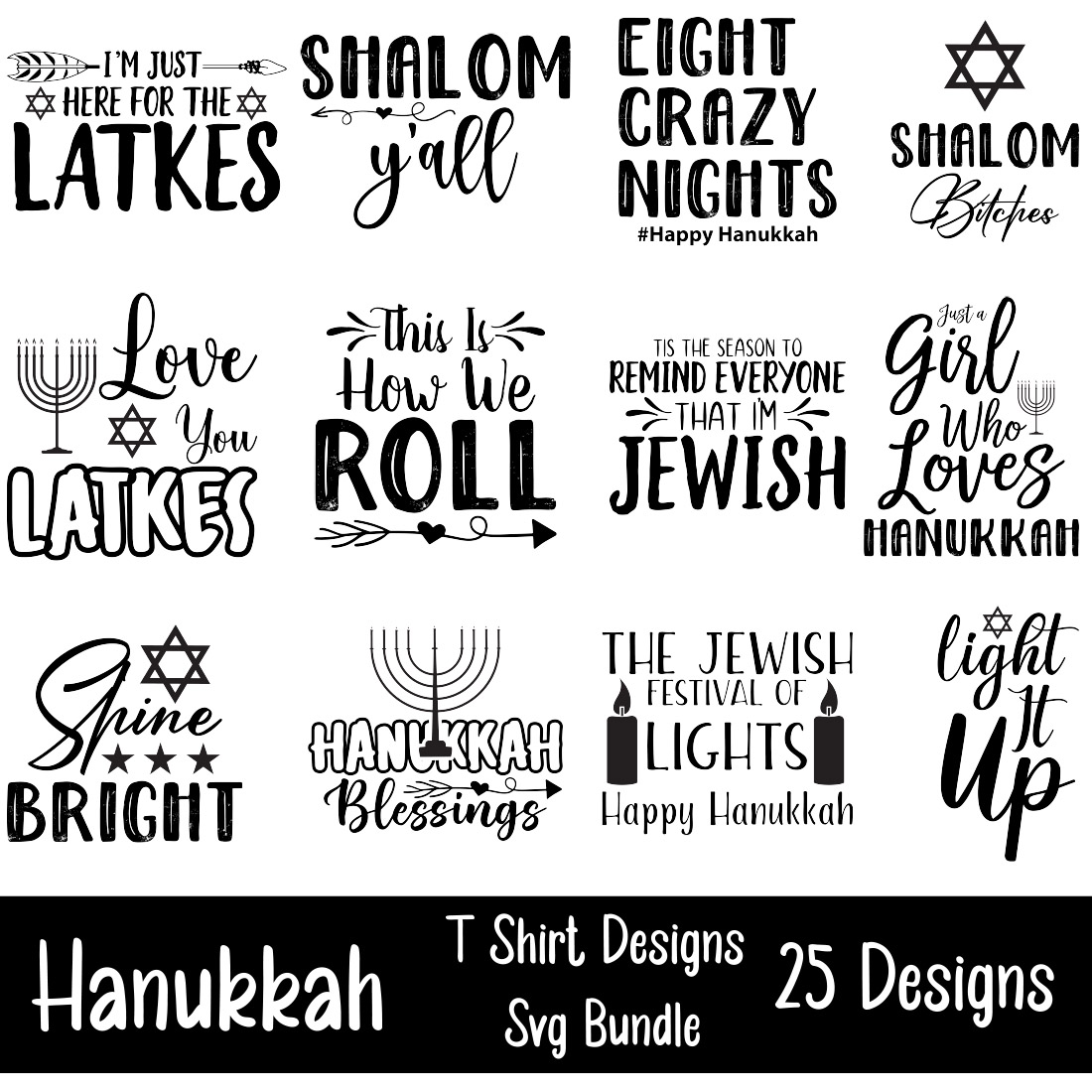 Hanukkah T-Shirt Designs SVG Bundle main cover
