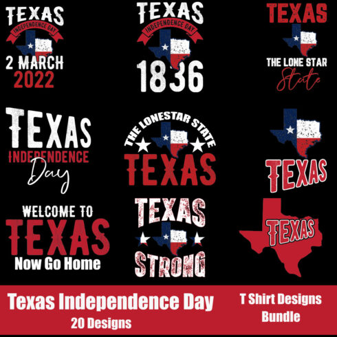 Texas Independence Day T-Shirt Designs Bundle main cover.