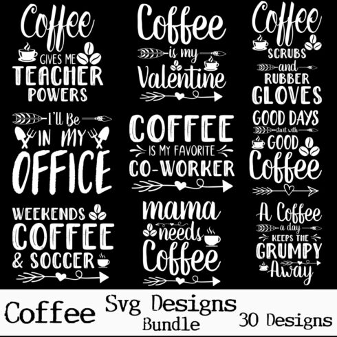 Coffee T-Shirt Designs Bundle.