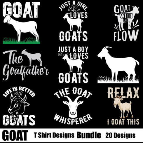 Goat T-Shirt Designs Bundle main cover