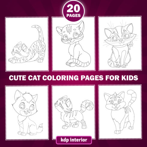 Cute Cat Coloring Pages KDP Interior cover image.