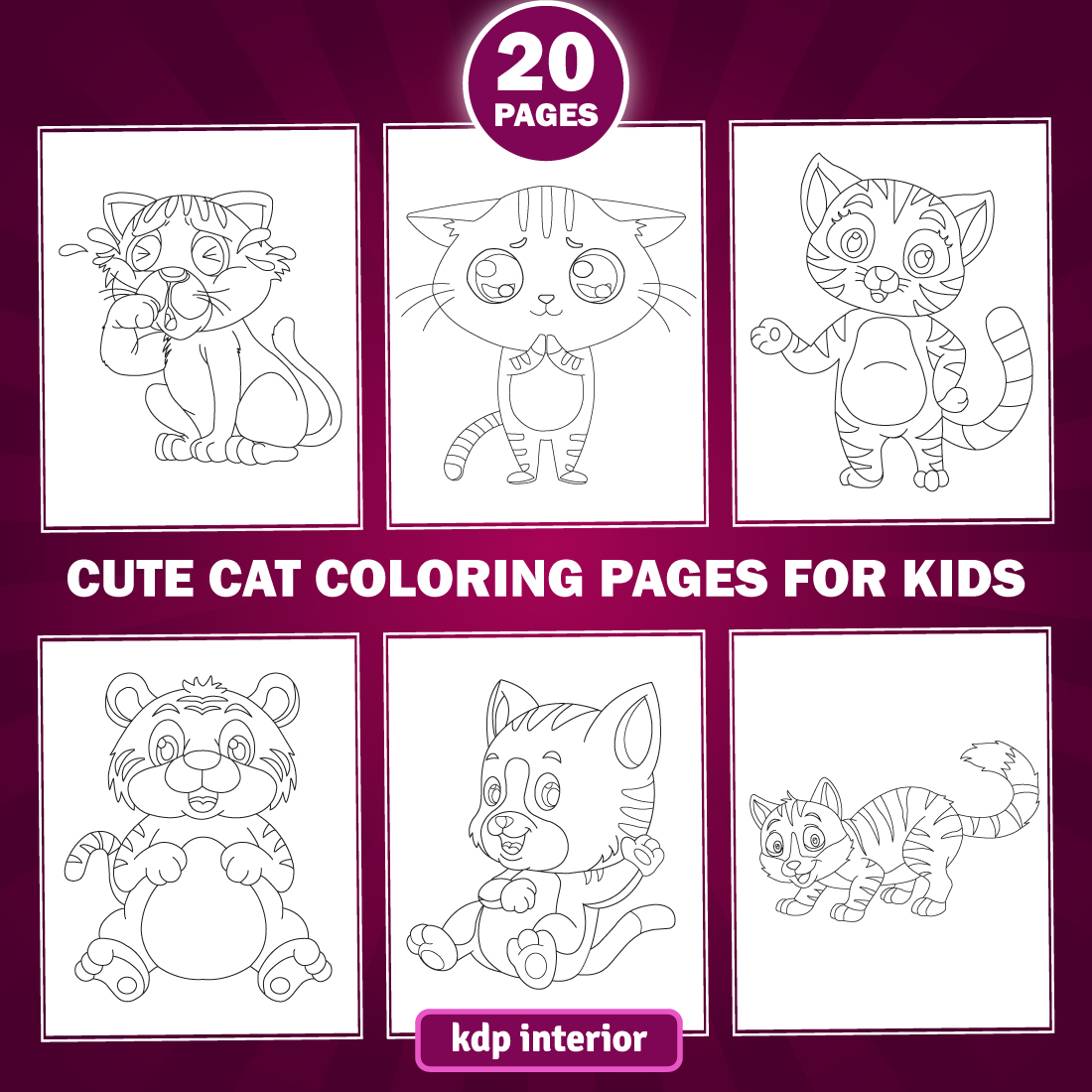 Cat Coloring Pages Template cover image.