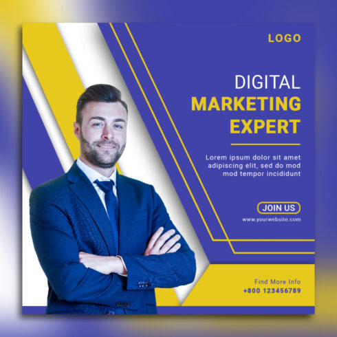 Digital Marketing Expert PSD Template Design main cover