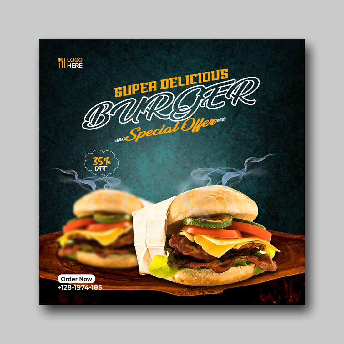 Delicious Food Social Media Post PSD cover image.