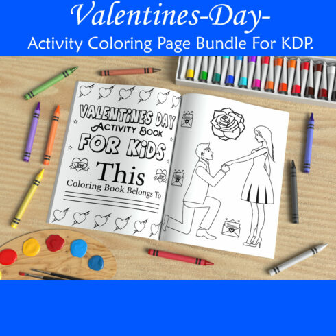 Valentines Day Activity Coloring Page Bundle main cover.