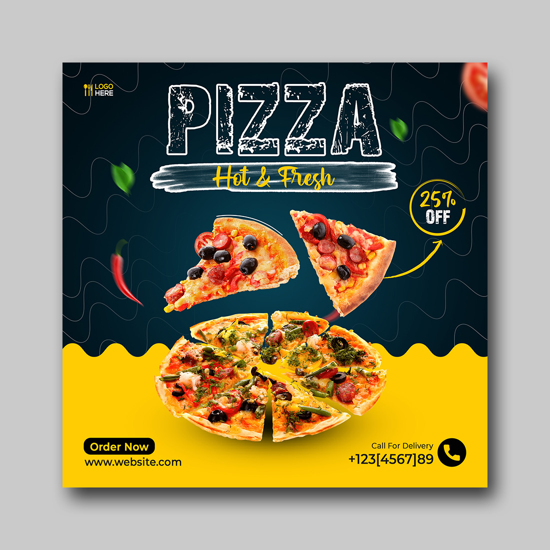 Food Instagram PSD Template cover image.