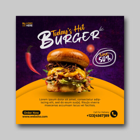 Burger Social Media Post Design cover image.