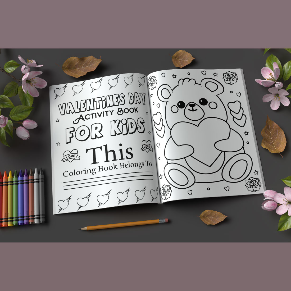 Valentines Day Activity Coloring Page Bundle image preview.