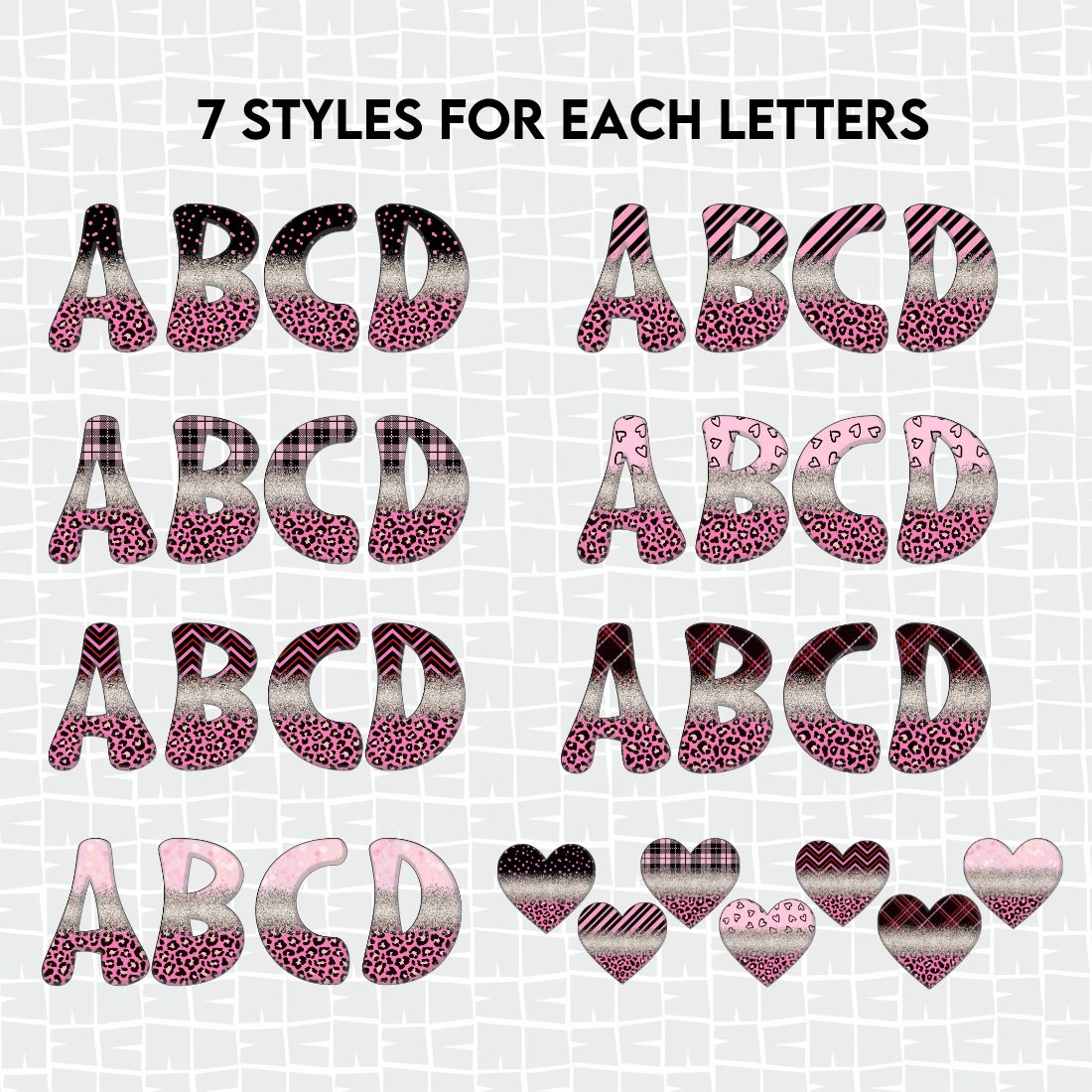 Black Pink Valentines Alphabet -259 PNG Transparent Background Cover.