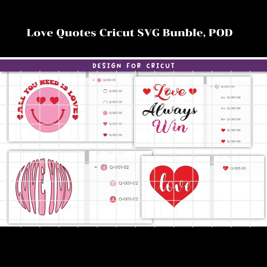 Love Quotes Cricut SVG Bundle, POD cover image.