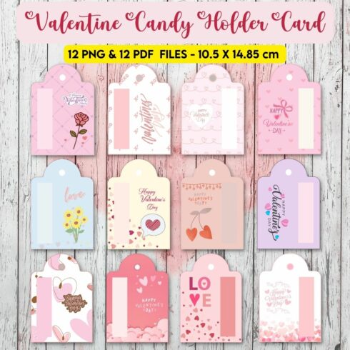 Valentine Candy Holder Card - 12 PNG &12 PDF Files - 10.5 x 14.85 main cover.
