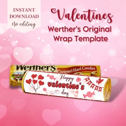Valentines Werther's Original Wrap Template cover image.