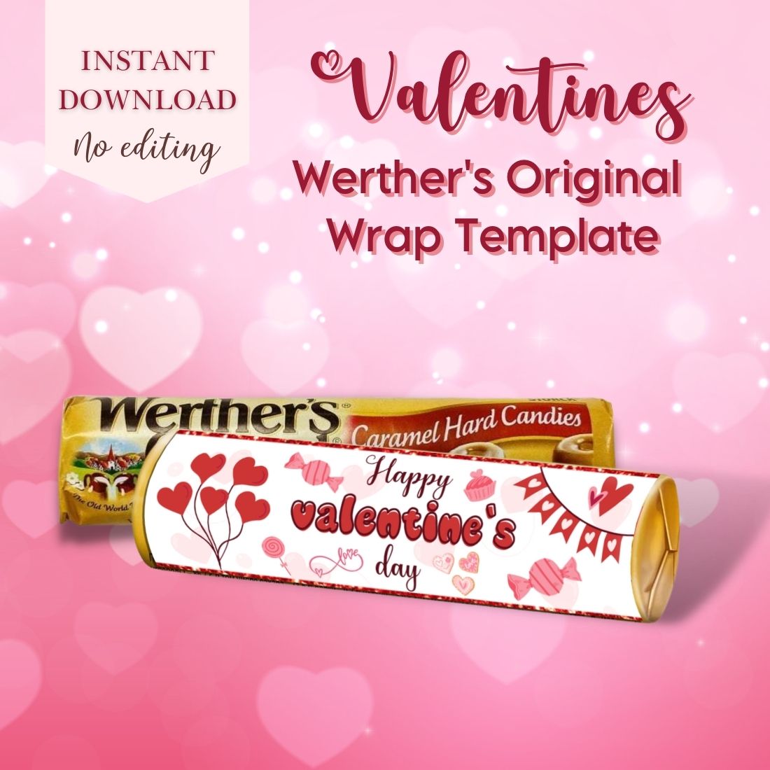 Valentines Werther's Original Wrap Template cover image.