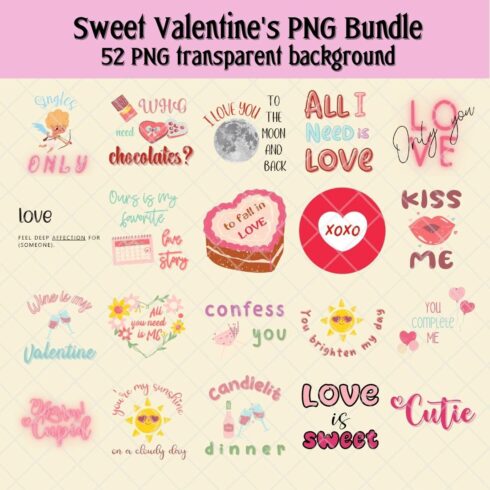 Sweet Valentine's PNG Design Bundle cover image.