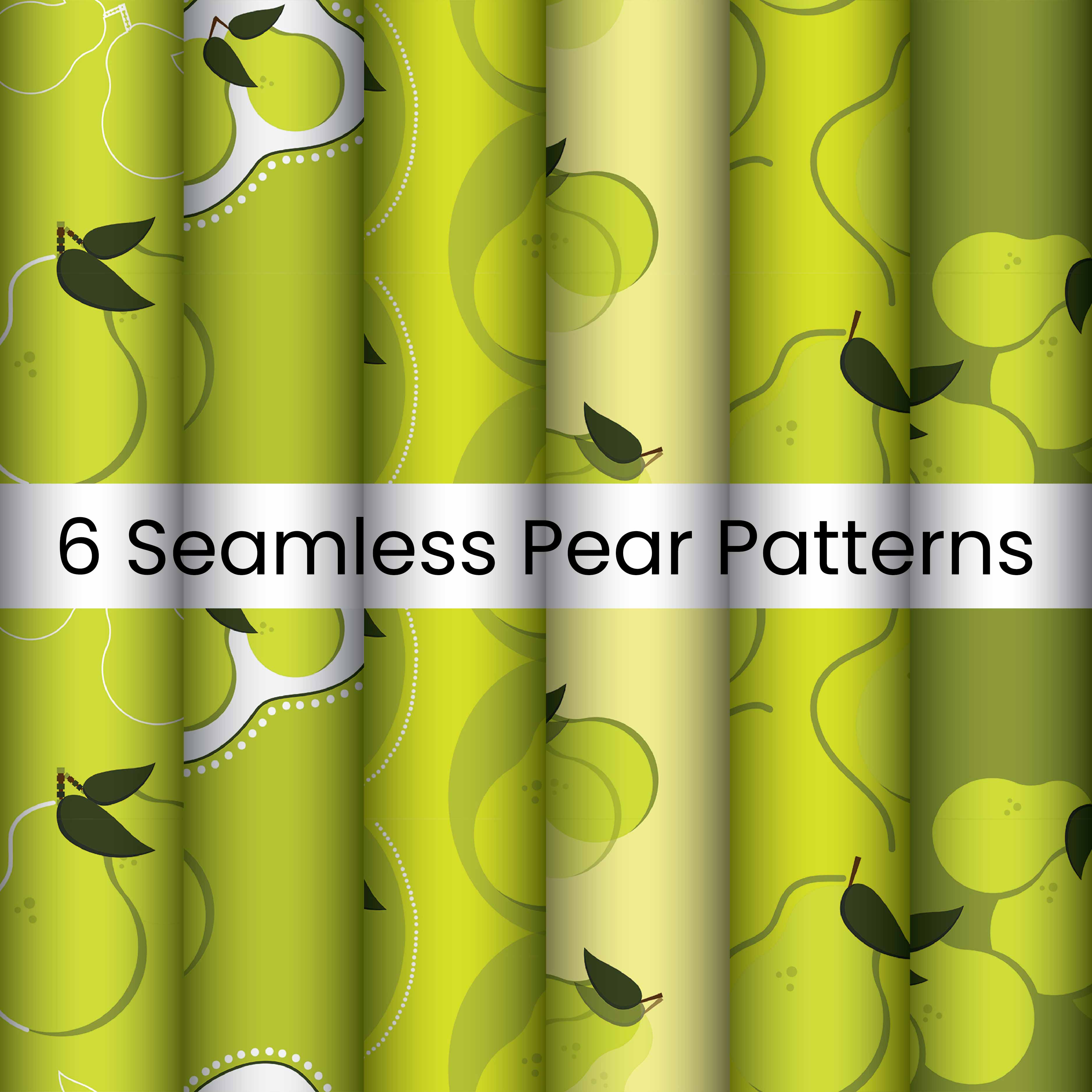 6 Seamless Pear Pattern Designs.