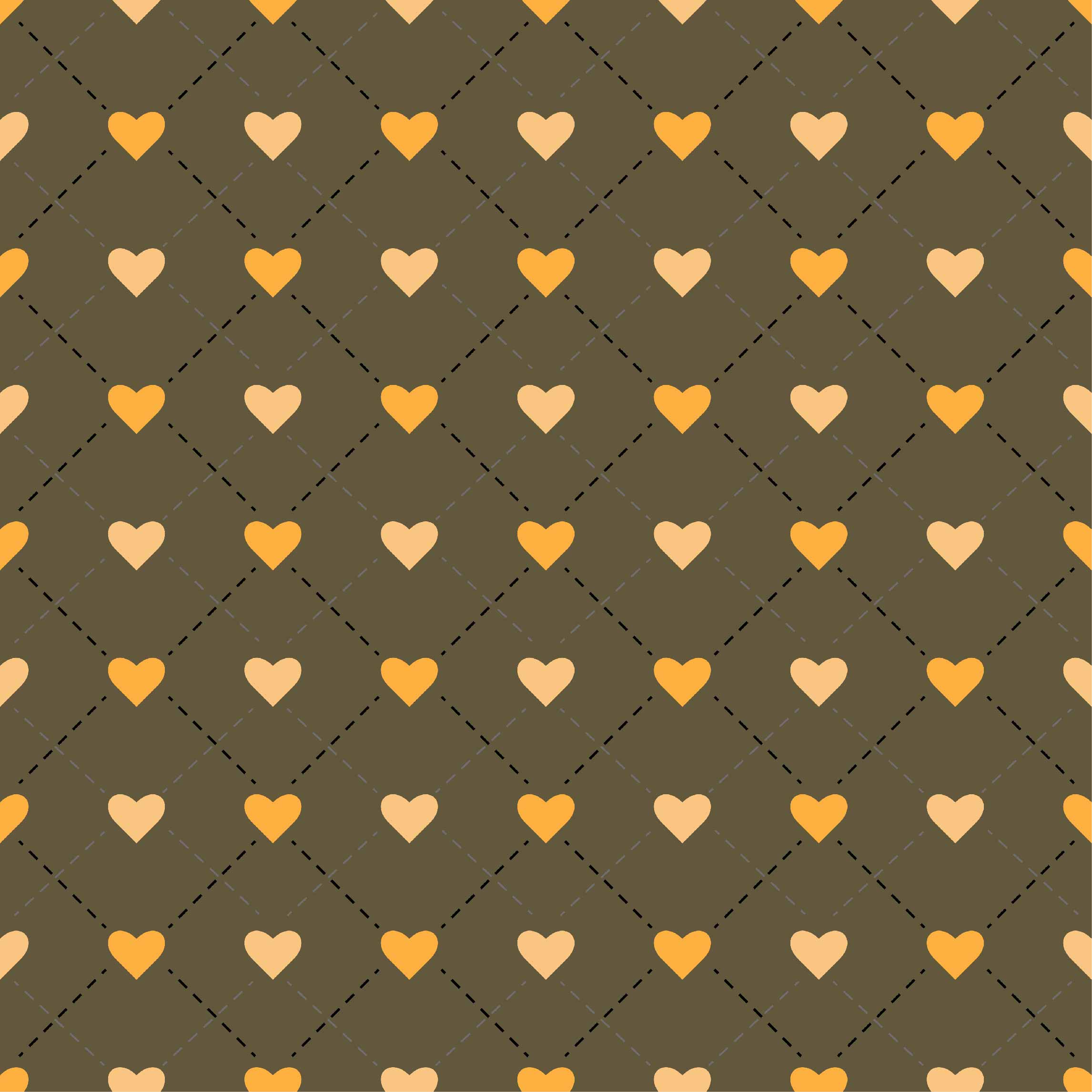 So cute small gold hearts on a dark olive background.