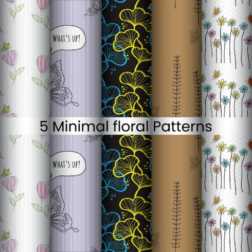 Minimal Floral Seamless Pattern Designs main cover.