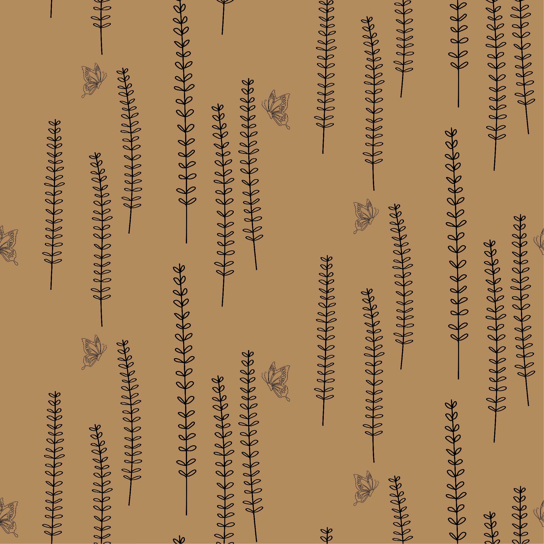 Brown background with delicate thin flowers.