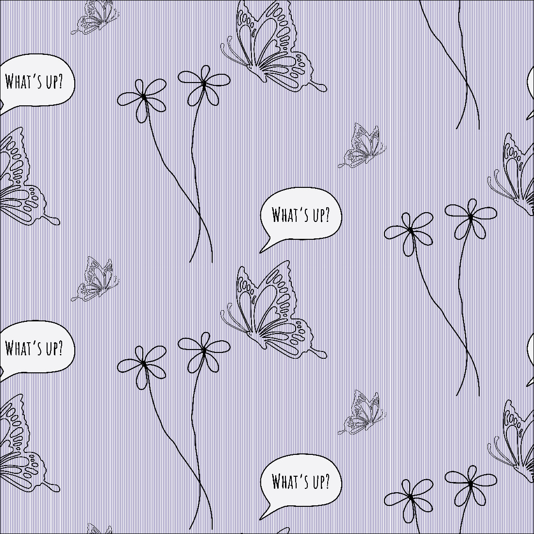 Light lilac background with outline flowers.
