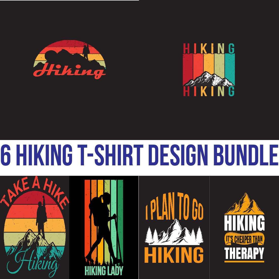 T-shirt Hiking Design Vector Template cover image.