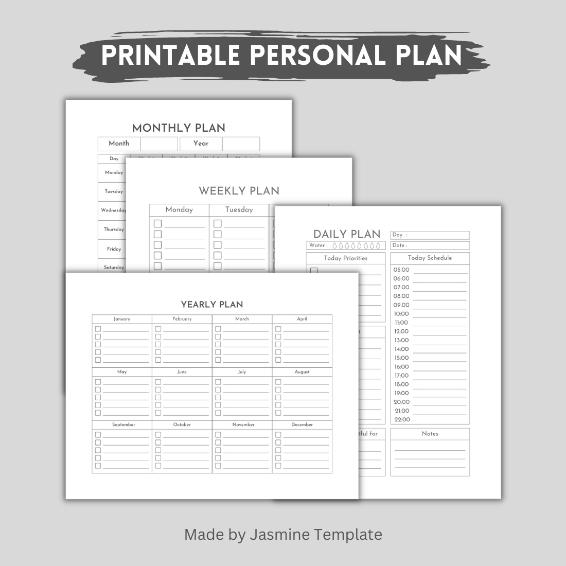 Printable Personal Plan.