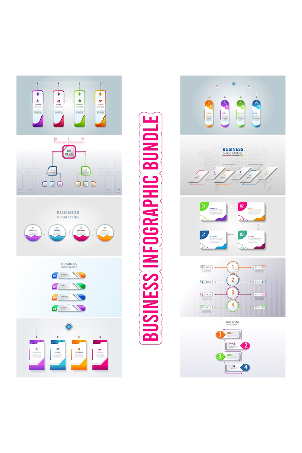 Mega Business Infographic Presentation Bundle pinterest image.