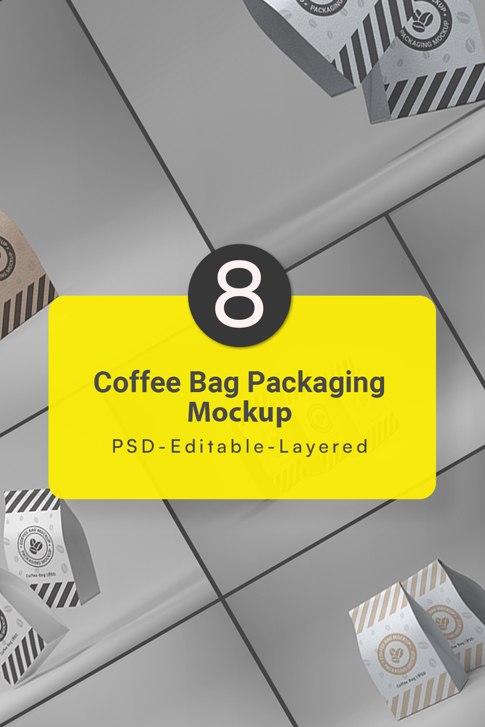 Coffee Packaging Bag Mockup pinterest image.