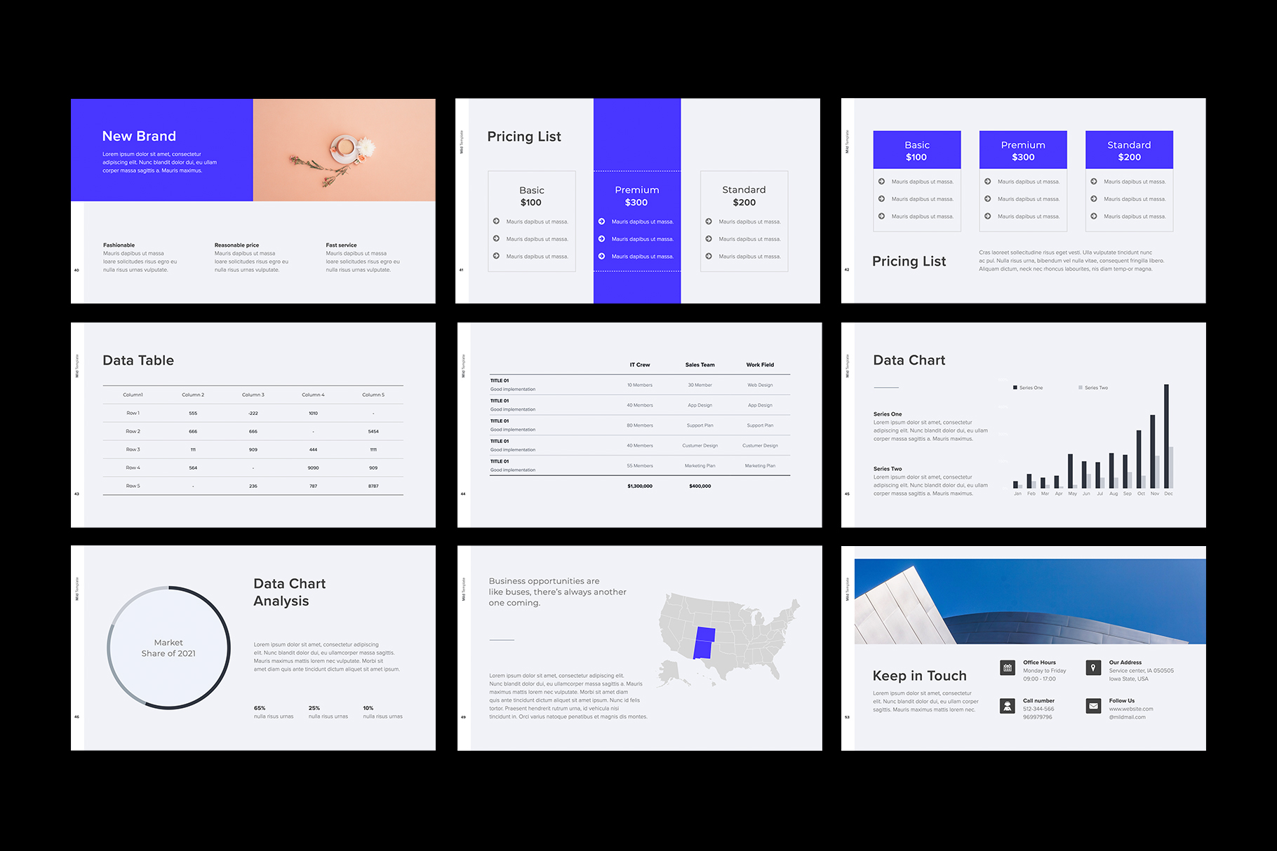 Mild Minimal Presentation Powerpoint Template preview image.
