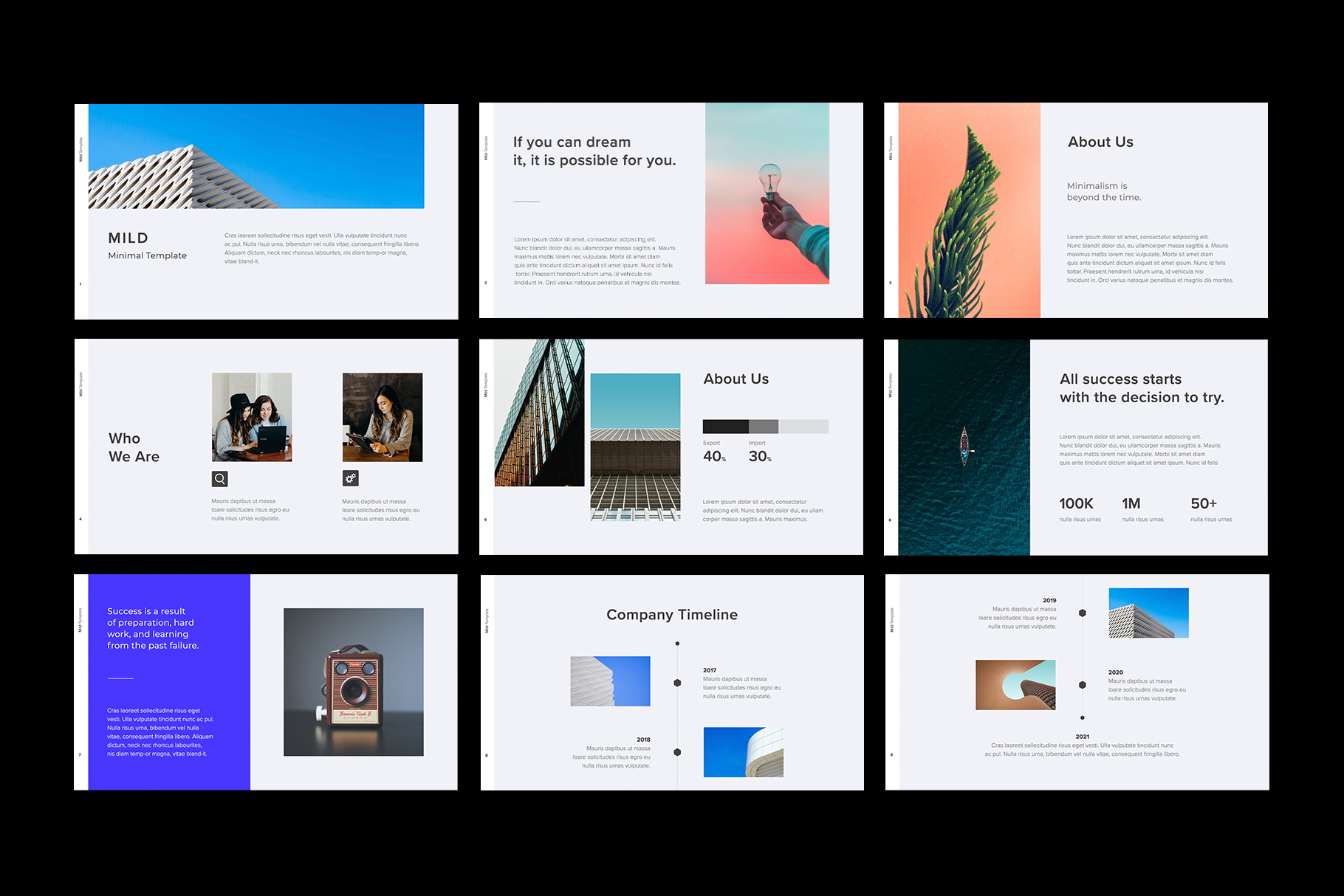 Collection of images of beautiful presentation template slides