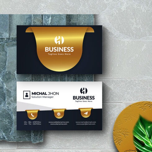 Gold Gradient and Black Luxury Business Card Design Template.