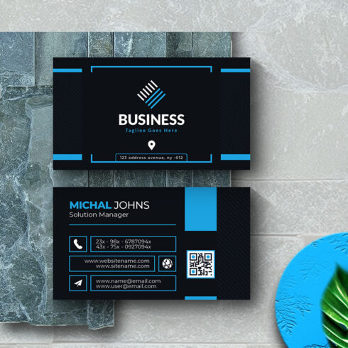 Professional Blue and Dark Blue Corporate Modern Business Card Design Template main cover.