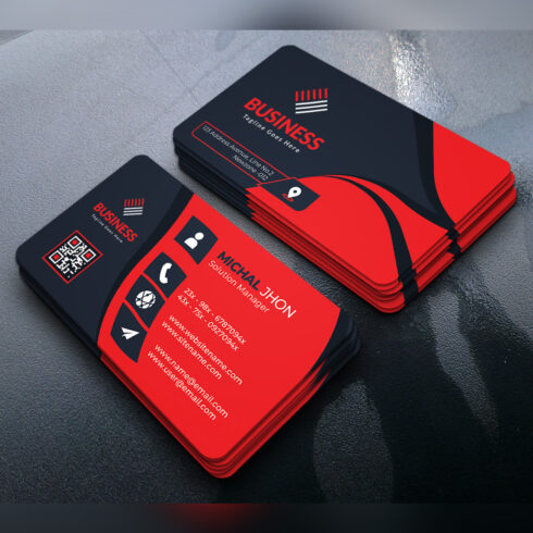 Corporate Red and Dark Business Card Design Template