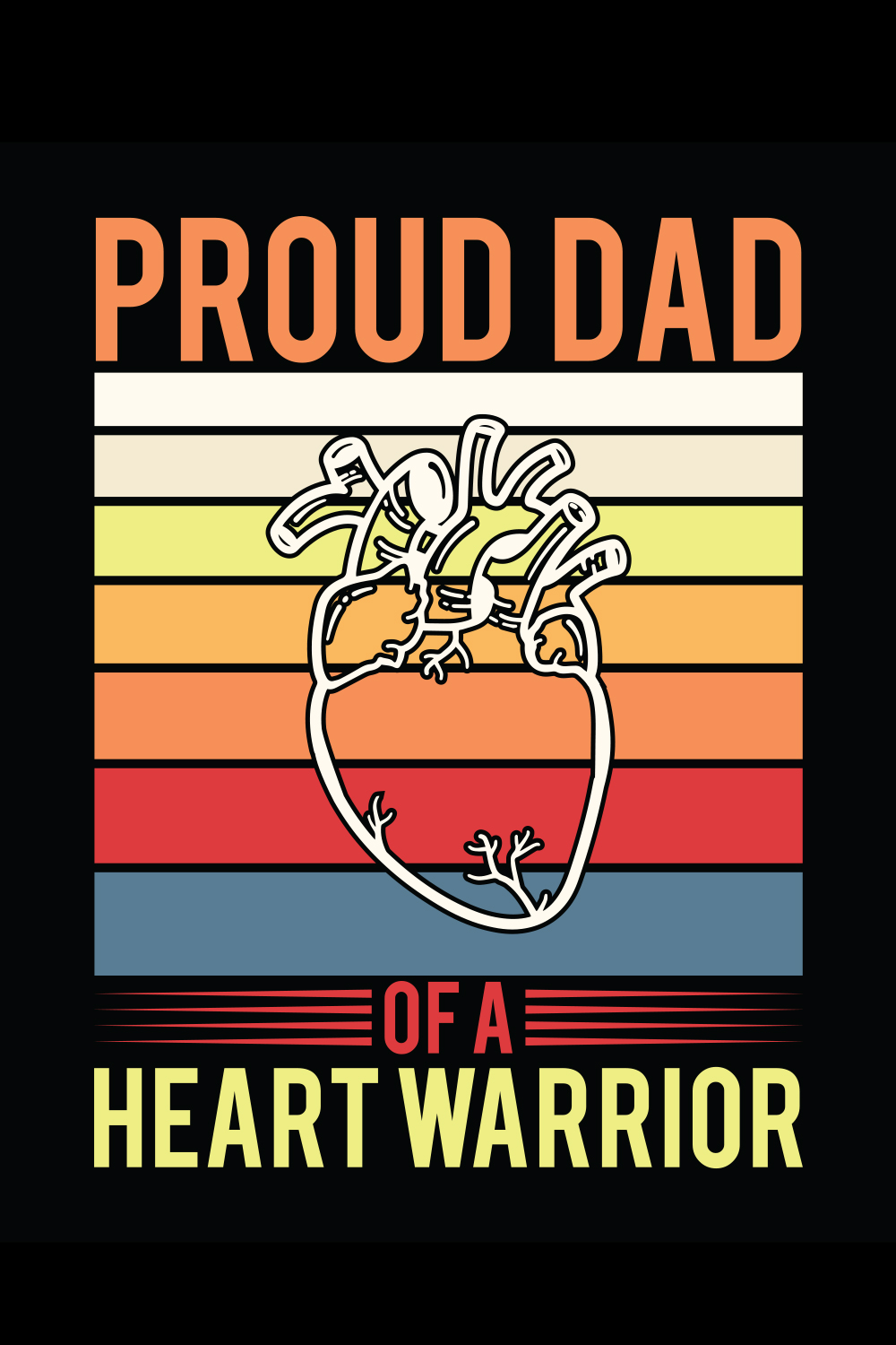 Proud Dad Of A Heart Warrior T-shirt Design pinterest image.