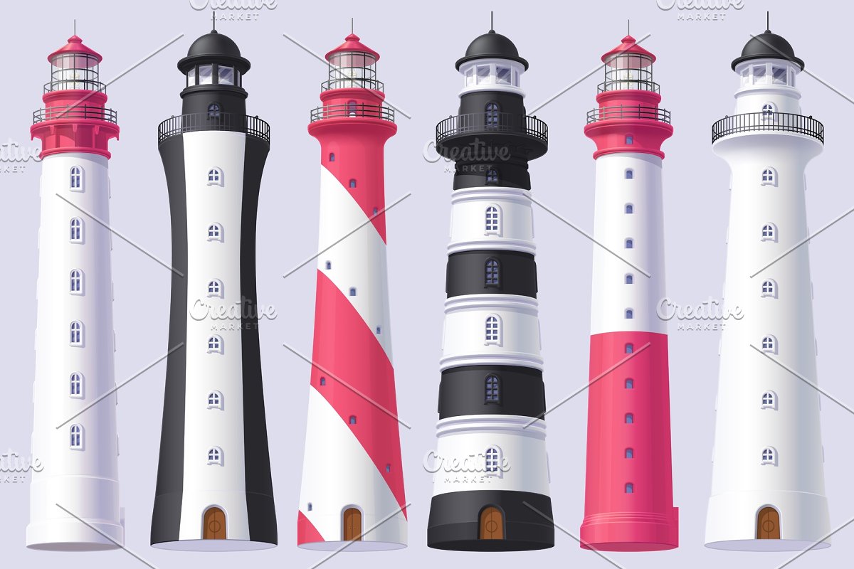 Cover image of Lighthouse, Light House, Beacon Set.