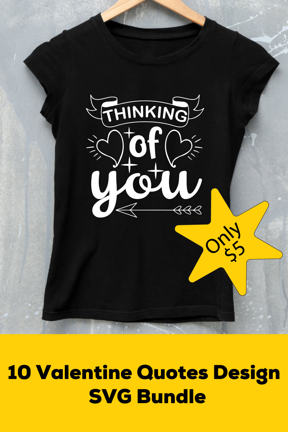 Image of a T-shirt with a wonderful inscription thinking of you