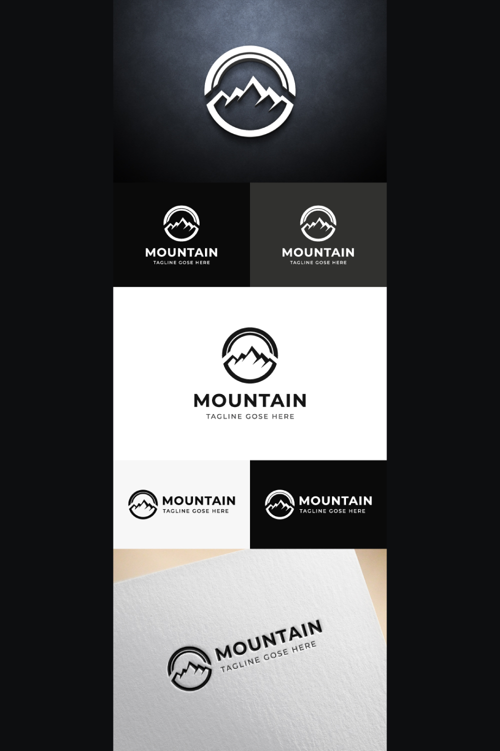 Circle mountain logo template pinterest preview image.