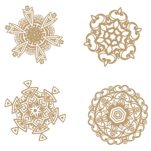 Dusty Gold Cut-outs Snowflakes Mandala Like cover image.