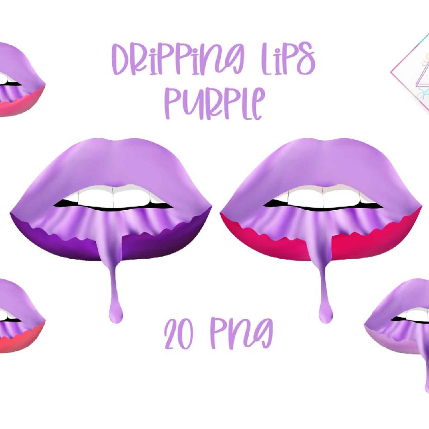 Purple Dripping Lips Clipart.