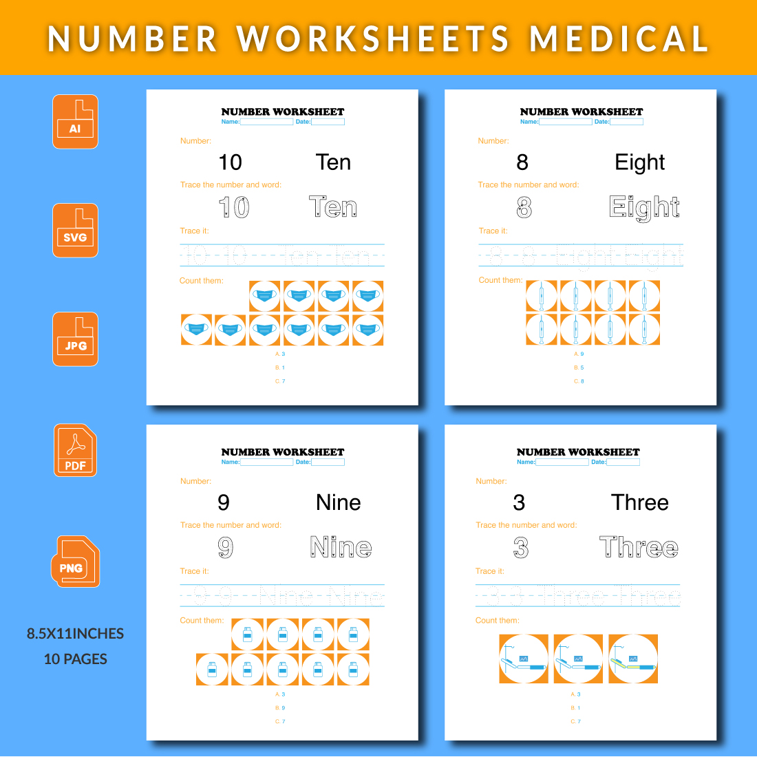 Number Worksheet Medical main cover.