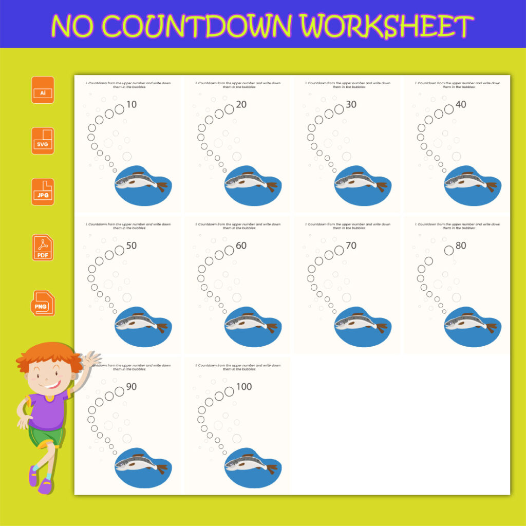Number Countdown Worksheets MasterBundles