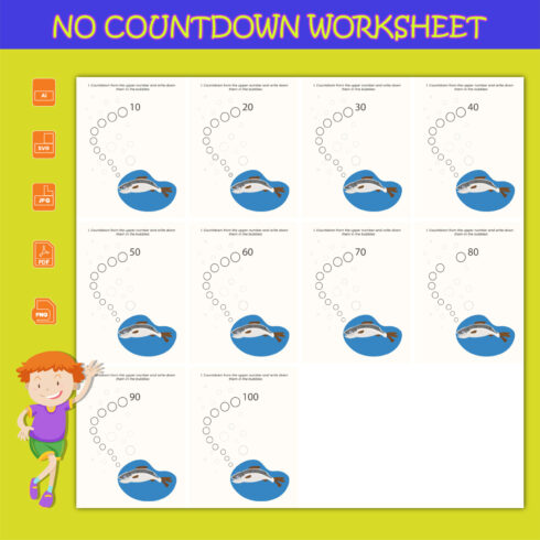 Number Countdown Worksheets main image preview.