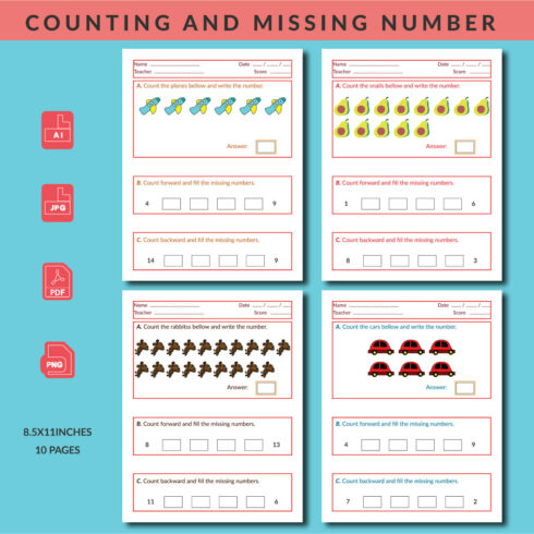Counting And Missing Numbers Activity Pages main cover.